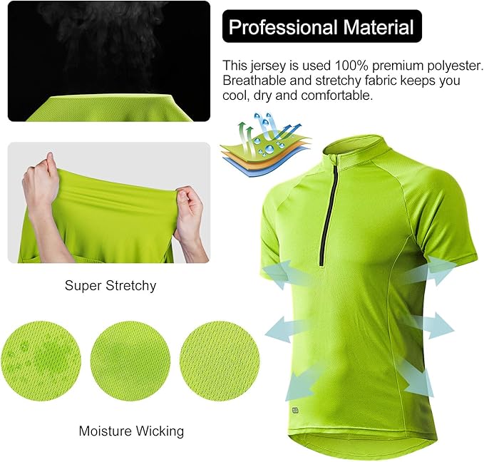 INBIKE Men's Cycling Jerseys Moisture Wicking Short Sleeve Quick Dry Bike Jersey Long Sleeve Running Tops Breathable