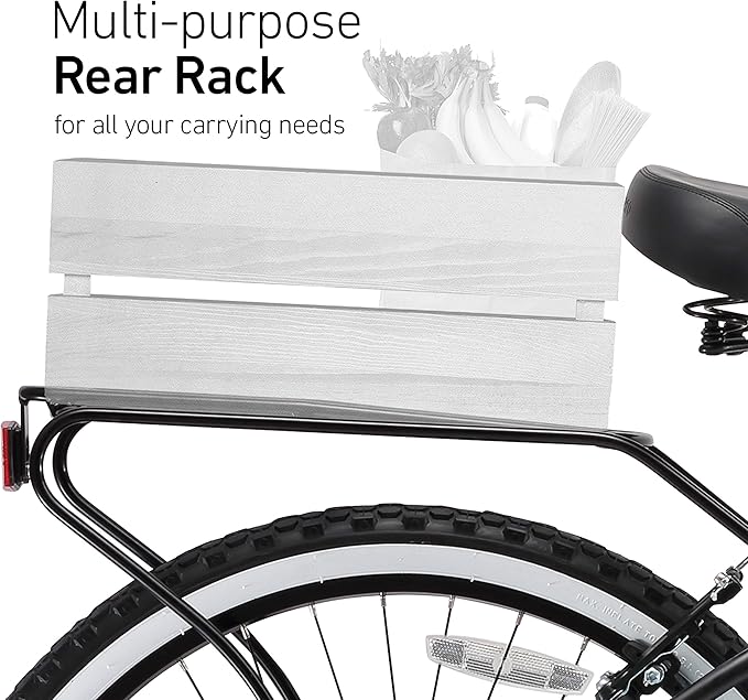 sixthreezero Around The Block Men's Beach Cruiser Bike, Hybrid Bicycle with Rear Rack, Multiple Speed and Color Options