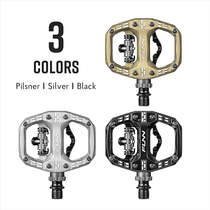 Funn Clast Clip-in Pedals with Dual Platform for MTB, Commuting, Touring, SPD-Compatible Clipless Pedal on One Side, Flat Platform on The Other