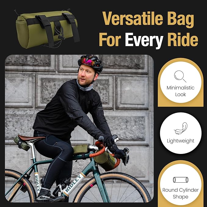 Lumiere & Co. Bike Handlebar Bag – Minimalist Design – 3 Size options, Multiple Colors – Clip Straps, Hook & Loop, Shoulder Strap