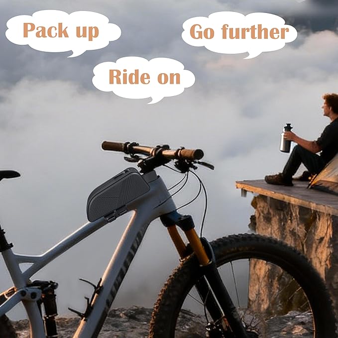 Waterproof Top Tube Bike Bag for Mountain Bikes, Large Capacity Front Triangle Storage Pouch with Reflective Stripes, Protect Your Phone, Money and Other Valuable Items