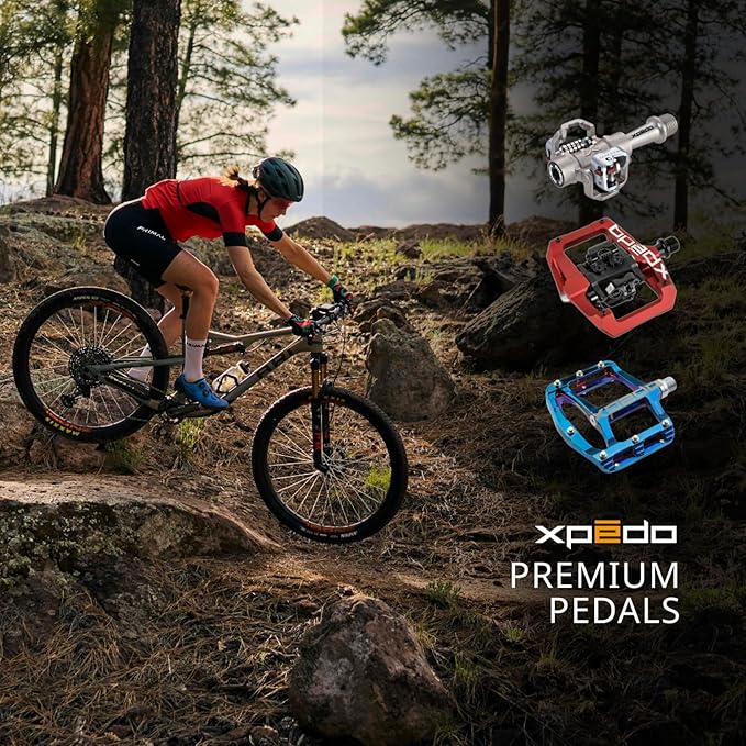 Xpedo Spry Flat Bicycling Pedals | Magnesium Body, 11mm Low-Profile, 106x100mm Platform, 28 Steel Replaceable Pins | MTB Trail/Enduro