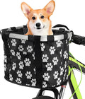 Lixada Bike Basket, Small Pet Cat Dog Carrier Bicycle Handlebar Front Basket Folding Detachable Removable Easy Install Quick Released Picnic Shopping Bag, Max. Bearing: 11lbs