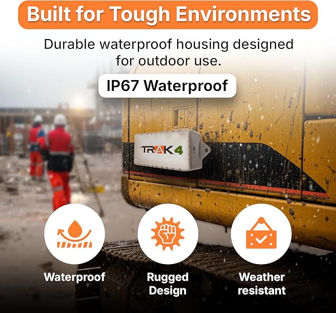 Trak-4 GPS Tracker for Vehicles, Assets, Equipment. Long Battery Life, Waterproof, Global Tracking. Low-Cost Subscription Required.
