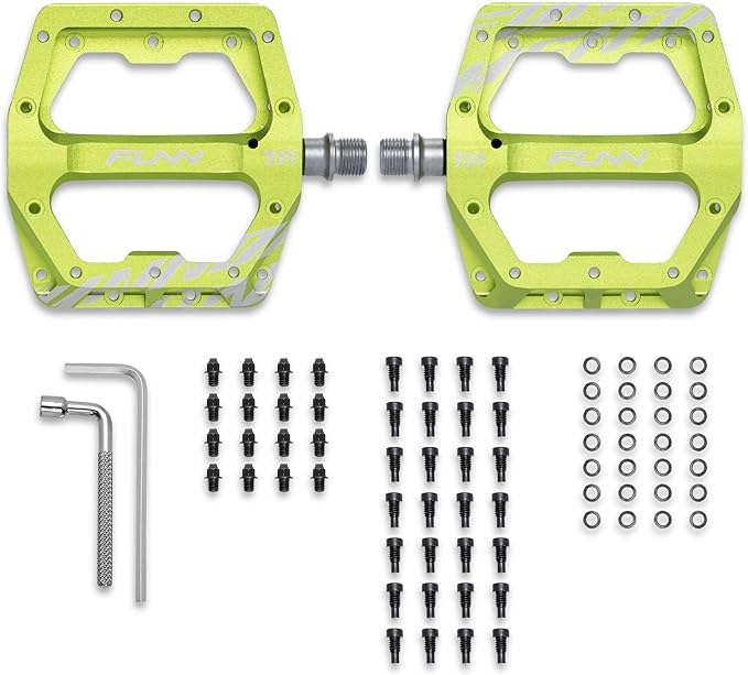 Funn Funndamental Flat Pedals - Wide Platform Bicycle Pedals for BMX/MTB Mountain Bike, Adjustable Grip for Outstanding Stability, 9/16-inch CrMo Axle