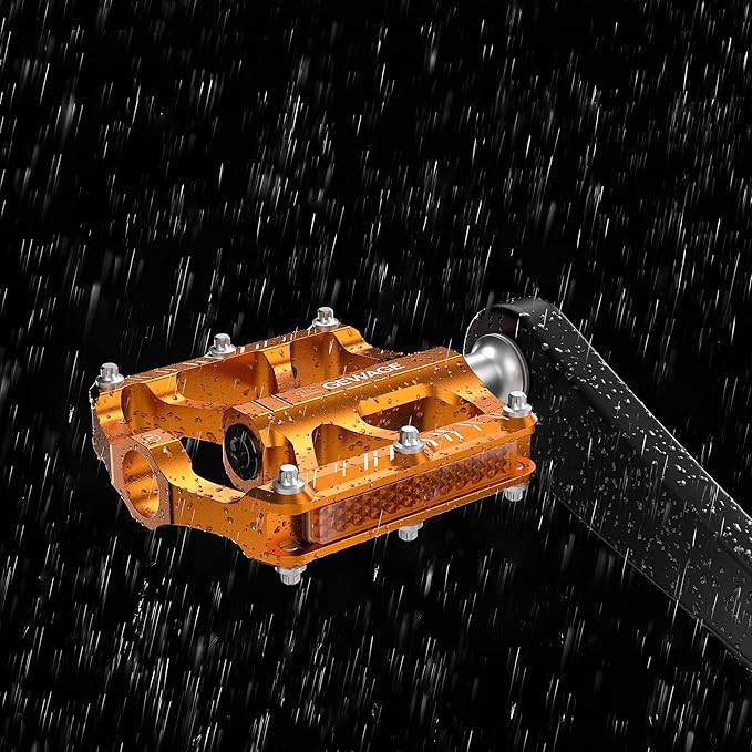 Mountain Bike Pedals - 3 Bearings Bicycle Pedals with Reflectors - 9/16” CNC Machined Flat Pedals with Removable Anti-Skid Nails for Road Mountain BMX MTB Bike