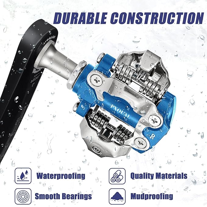 SPD Bike Pedals, 9/16 "Mountain Bike Pedal, Aluminum Alloy Sealed Clipless Pedals Compatible with SPD Type Cleats - Easy Clip in & Out
