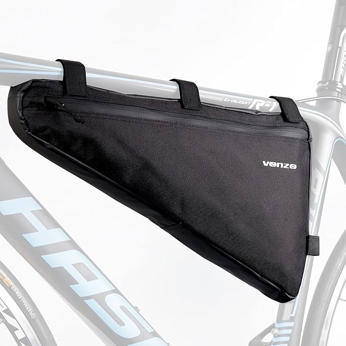Venzo Road Mountain Bike Bicycle 2.5L 210D Waterproof Polyester Under Frame Top Tube Front Storage Triangle Pouch Bike Touring Packing Bags