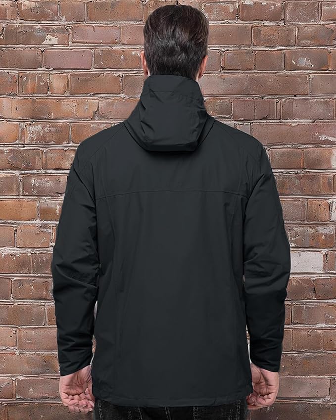 Outdoor Ventures Men's Packable Rain Jacket Waterproof Lightweight Raincoat with Hood Windproof Cycling Jackets