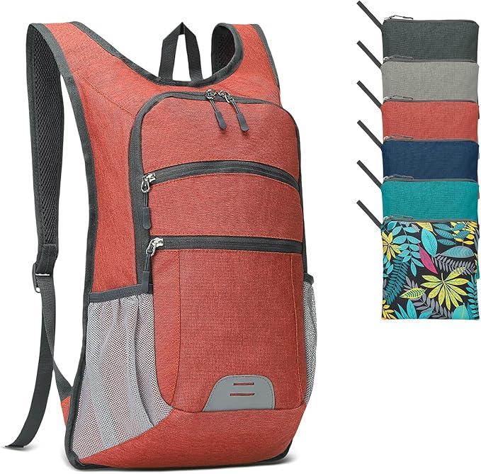 20L Lightweight Hiking Daypack, Foldable Travel Packable Backpack for Men Women for Cycling Camping Outdoor (Red)