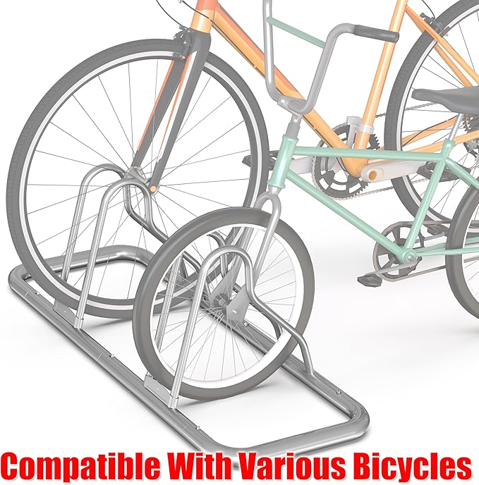 Simple Houseware 2 Bike Bicycle Floor Parking Adjustable Storage Stand, Silver