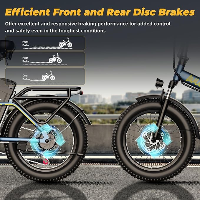 Foldable Electric Bike for Adults, 30+MPH, 48V 20Ah Removable Lithium Battery up to 80Miles, 20" Fat Tire 1000W Peak Motor Dirt Ebike Adult Electric Bicycle for Commute Beach Mountain E Bike