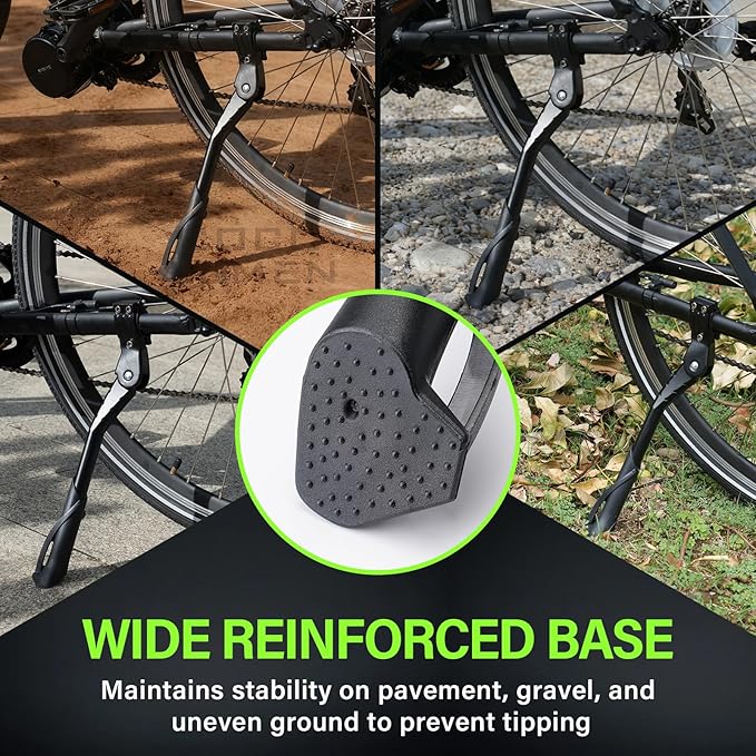Bike Kickstand Rear Mount – Adjustable Kickstand for Mountain Bike, Road Bike, Ebike – Bicycle Kickstand with Non-Slip Rubber Foot, Fits 26 inch/29 inch Wheels – Kickstand for Adult Bike Supports 35k Alloy Stand