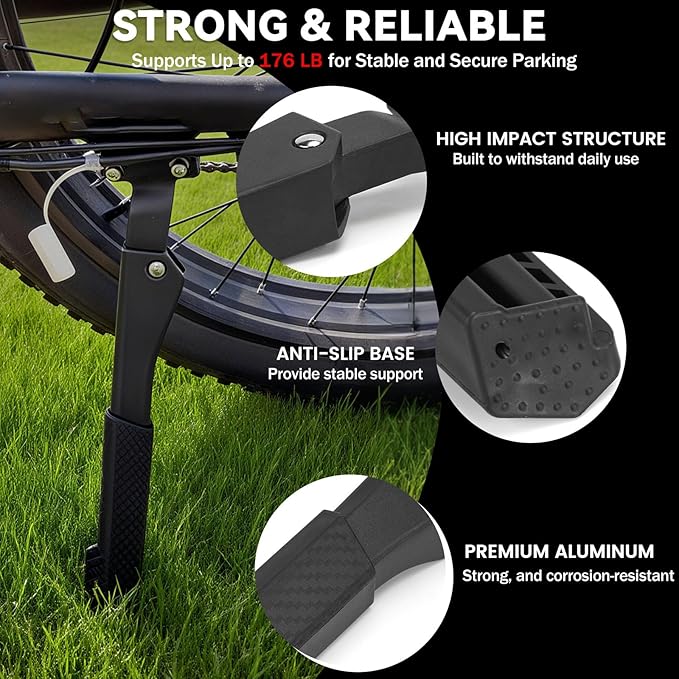 Bike Kickstand Heavy Duty Rear Mount Kick Stand for 40mm 20-26 Inch Aluminum Kickstand for Adult Kids Bike Mountain Bike Ebike Mini Bike Electric Dirt Bike MTB Carbon Fiber Style