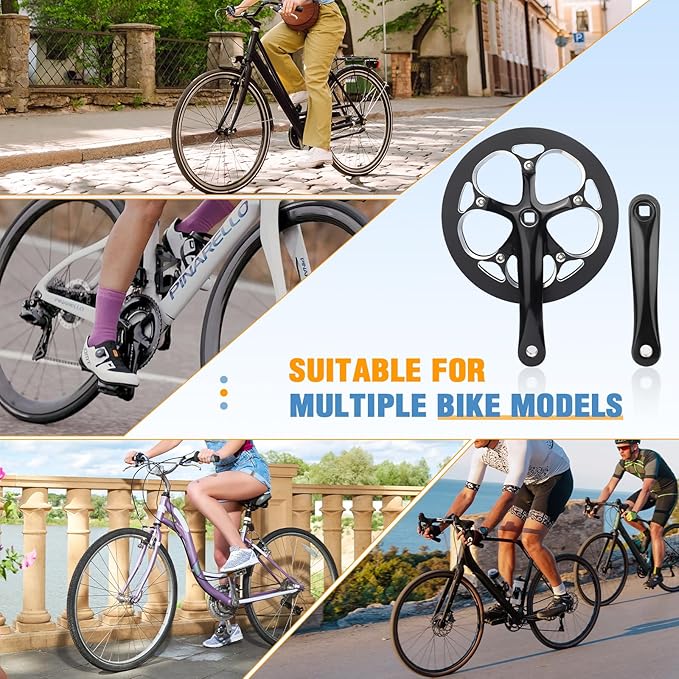 ZUKKA Bicycle Crankset 42/46/52 Teeth Aluminum Alloy Crankset with Double Chain Cover 170mm Arm for MTB Mountain Bike Compatible with 6/7/8/9/10 Speeds Bike Square Type