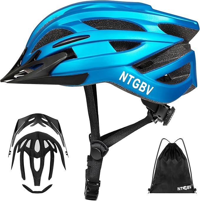 Adult Bike Helmet for Men/Women with Helmet Bag 2 Removable Moisture-Wicking Liners & Visors Lightweight Shockproof Adjustable Design CPSC 1203 & EN 1078 Safety Certified for Road/Commute/MTB