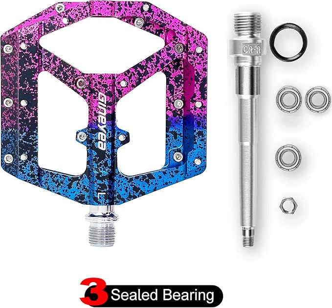 Mountain Bike Pedals, Aluminum Alloy Flat Platform, 9/16" Sealed Bearing, Lightweight Bike Pedals for MTB BMX Road Bicycle