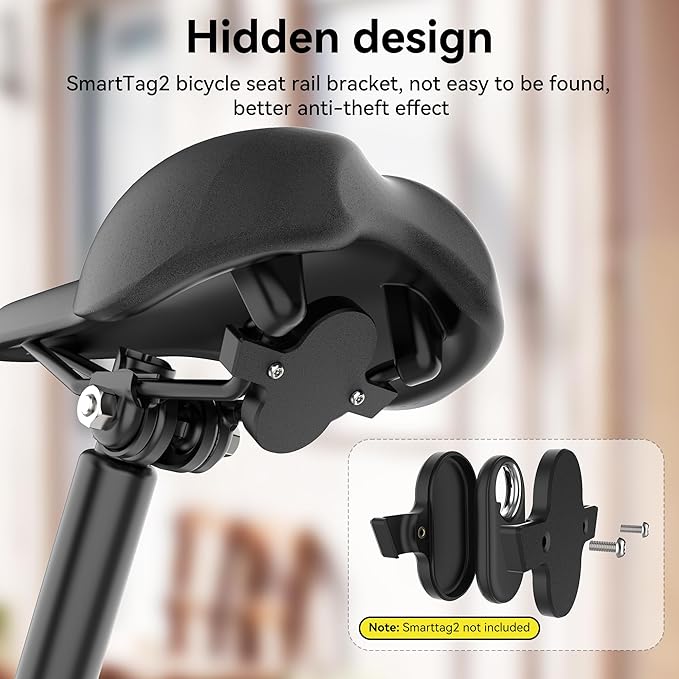 DDJ Bike Mount Compatible with Samsung Smart Tag 2 Case, Hidden Under Bicycle Seat, Anti-Theft Bike GPS Tracker Mount for Galaxy Smart Tag 2 with Security Screws, for Mountain Bikes, Electric Bicycle