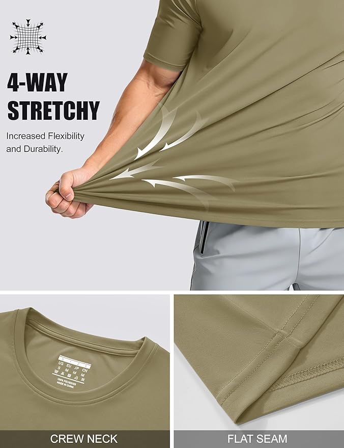 MAGCOMSEN Men's Short Sleeve UPF 50+ T-Shirt Quick Dry Workout Athletic Running Swim Tops Tee Rash Guard Performance Shirts