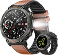 Military Smart Watches for Men Built-in GPS with LED Flashlight Compass, 3ATM Waterproof Rugged Tactical Smartwatch with Text and Call, 1.45" HD Fitness Tracker with HR SPO2 Monitor for iPhone Android