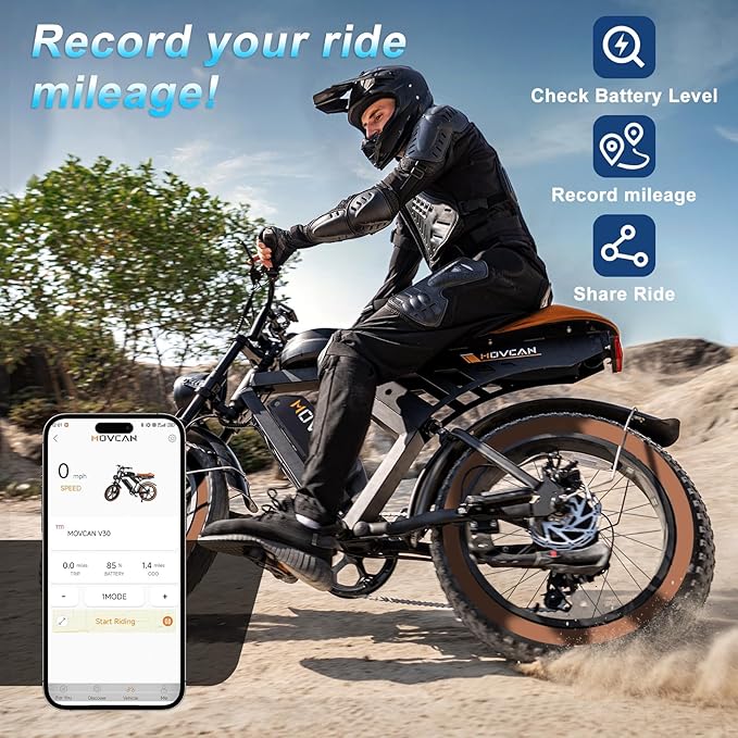 MOVCAN V30 Series Electric Bike for Adults, 3000W/1500W/1000W Motor, 20" Fat Tire Ebike, 37.5MPH/32MPH/28MPH, 120/70Miles, 48V 40Ah/31.2/15.6Ah Dual Battery Motorcycle Ebike for Commuting/Off-roading