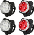 4PCS USB Rechargeable Bike Lights Set – Waterproof LED Front & Back Headlight and Rear Tail Light for Mountain Bicycle, 4 Modes Silicone Lighting Accessories, Plastic Bright Outdoor Night Riding Lamp