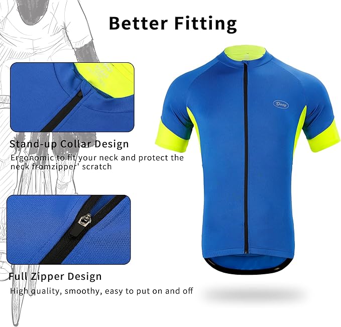 Cycling Jersey Men Bicycle Shirt Short and Long Sleeve MTB Road Biking Jersey with Pockets