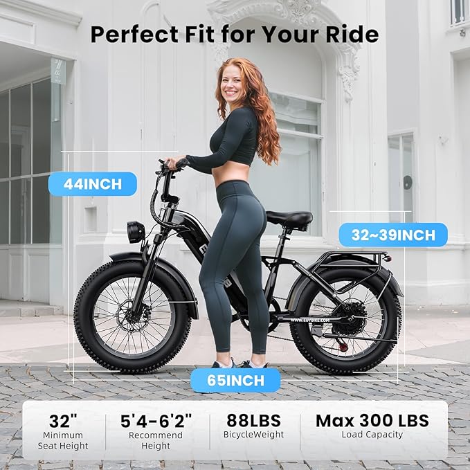 Electric Bike for Adults, 48V 20Ah Battery,1500W Peak Motor Step Thru Ebike 80+ Miles Max Range, 20x4.0 Fat Tires,Max 30Mph Electric Mountain Bike for All Terrain, Ideal for Commute, Off-Road
