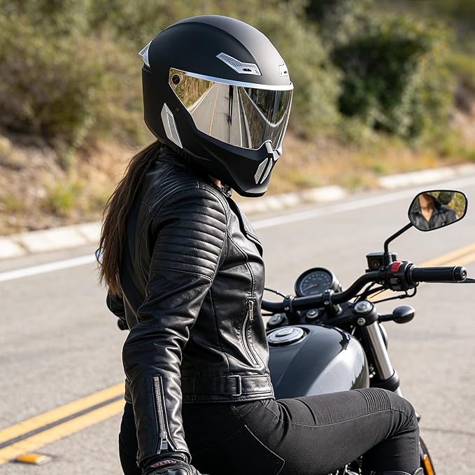 Motorcycle Helmets for Adult Men Women,Full Face Motorcycle Helmet,MG666 DOT Approved Motorbike Racing Street Bike Helmets with Two Visors