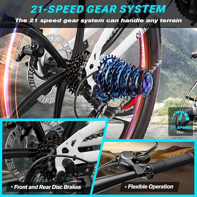 26" Foldable MTB – 21-Speed Full Suspension, High-Carbon Steel Frame, Dual Disc Brakes & Quick-Release Tires – Adults & Teens (Multiple Colors)