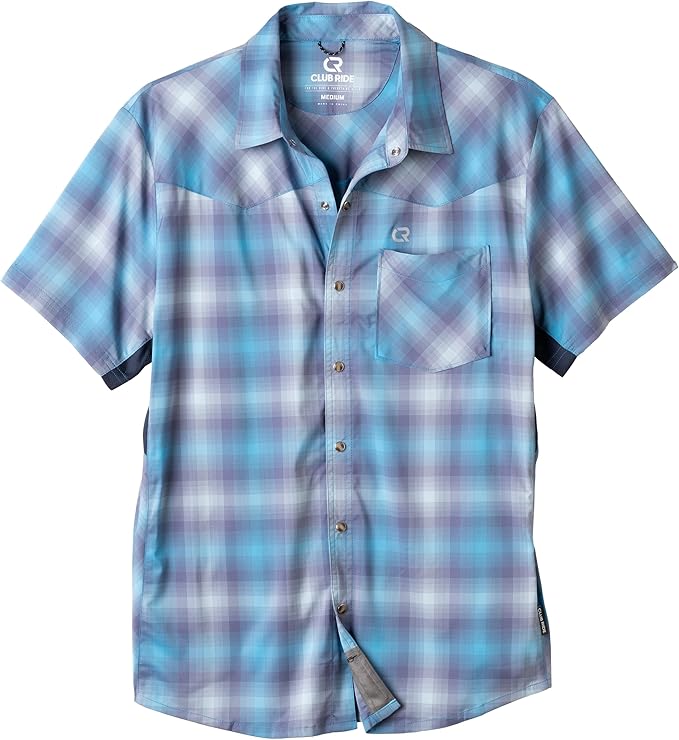 Club Ride Apparel New West Cycling Shirt - Men's Short Sleeve Cycling Jersey - Sport Fit Snap Down Top - 50 UPF Riding Shirt