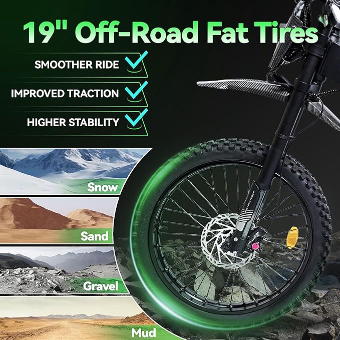 Electric Dirt Bike for Adults, 4000W Peak Motor 40MPH Electric Motorcycle, 48V 32Ah Removable Battery 75Miles Ebike, Fat Tires Off-Road E-Bike with Full Suspension, Hydraulic Brakes
