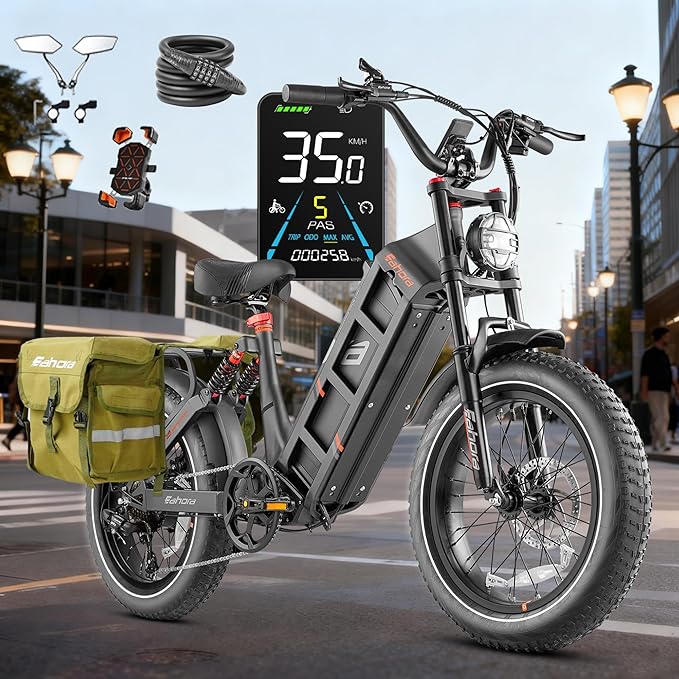 eAhora Juliet Pro 2/Juliet Electric Bike for Adults 5400W/1200W Dual Motor Electric Bicycle 43MPH 60V 70Ah 220+Miles Long Range 20" Fat Tire Full Suspension Mountain E-Bike with APP Control
