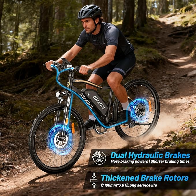 Electric Mountain Bike for Adults 750W Peak Motor, 26 Inch E-Bike with 48V 480Wh Removable Battery, Commuter Electric Bicycle with 25MPH and 40-50 Miles PAS Range, 7-Speed, Front Fork Suspension
