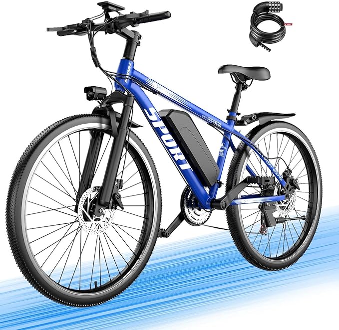 ASKGO Electric Bike for Adults, 1500W Peak Mountain Ebike with 25 MPH, 65 Miles Range, 7 Speeds, 48V 10.4Ah Removable Battery Ebike, 26" Electric Bicycle for Commute