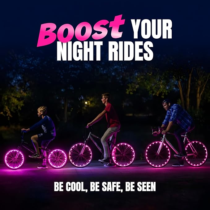 Activ Life 2-Tire Pack LED Bike Wheel Lights with Batteries Included, Get 100% Brighter and Visible from All Angles for Ultimate Safety and Style