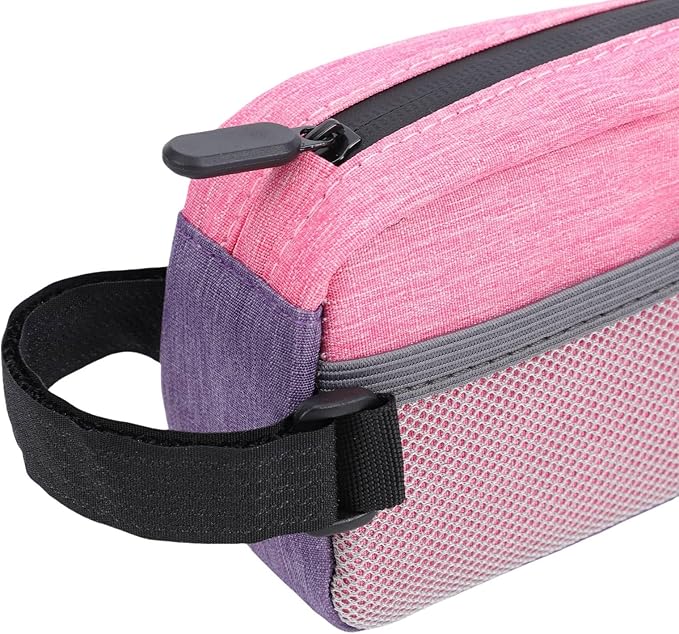 Fockety Top Tube Bike Bag, Color Blocking 0.8L Bike Frame Bag Bike Frame Storage Bag Bike Accessories Pouch for Mountain Road Bikes (Blue Pink Purple)