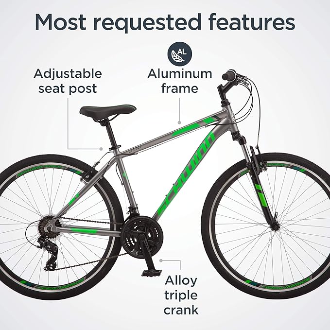 Schwinn GTX Comfort Adult Hybrid Bike, Men and Women, Dual Sport Bicycle, 700c Wheels, Step-Through or Step-Over Lightweight Aluminum Frame
