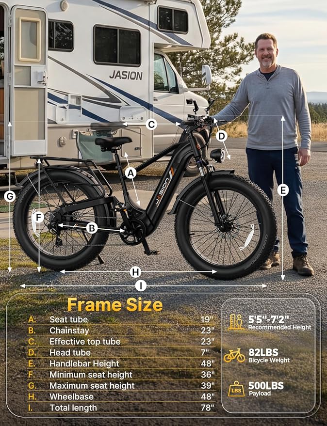 Jasion Thunder/PRO/ST Electric Bike,2000W/1800W Peak Ebikes for Adults,26''Fat Tire Best Ebike for Men,90/80 Miles with 1040Wh/864Wh Battery,35/30+MPH Max Speed Bicycles,500/400LB Capacity