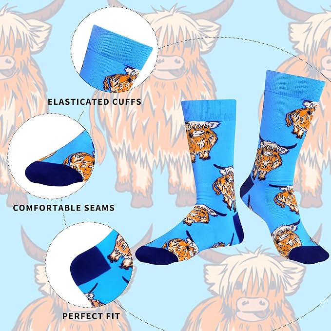 WeciBor Men's Dress Funny Crazy Colorful Novelty Combed Cotton Crew Socks 12 Pack - Size 7-10/10-13/13-15