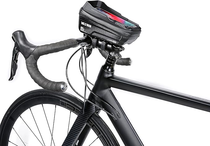 Bike Frame Bag, Bike Handlebar Bag, Waterproof Cycling Front Top Tube Pouch Pannier Bicycle Phone Mount Holder Cycle Crossbar Storage Bags for iPhone 16 15 14 13 12 11 Pro Max Smartphone Below 6.9''