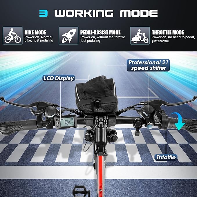 Vivi Electric Bike for Adults, 1000W Peak Folding Electric Mountain Bike 26'' Commuter Ebike 22MPH Foldable Ebike Adult Electric Bicycles with Battery, Dual Shock Absorber, SGS Certified to UL2849 | 750W Peak, Commuter Ebike, 22MPH, Removable Battery, ...