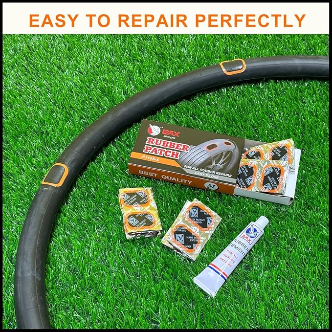PAX 48 Pcs 24 x 35mm Inner Tube Tire Repair Patches with 20cc Cement, Puncture Tire Repair Kit for Car, Motorcycle, Scooter, Bicycle, BMX, ATVs, River Floating, Inflatable Rubber