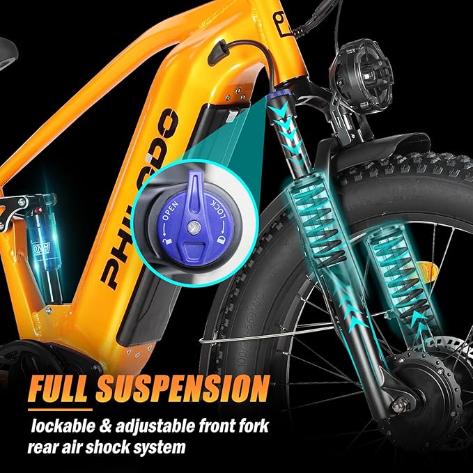 5000w Dual Motor Electric Bicycles, 60V Battery E-Bike with 45 MiIe P-Hour Electric Bike for Adults, 26 Fat Tire Hunting Ebike for All Terrain, Full Suspension Electric Ebike