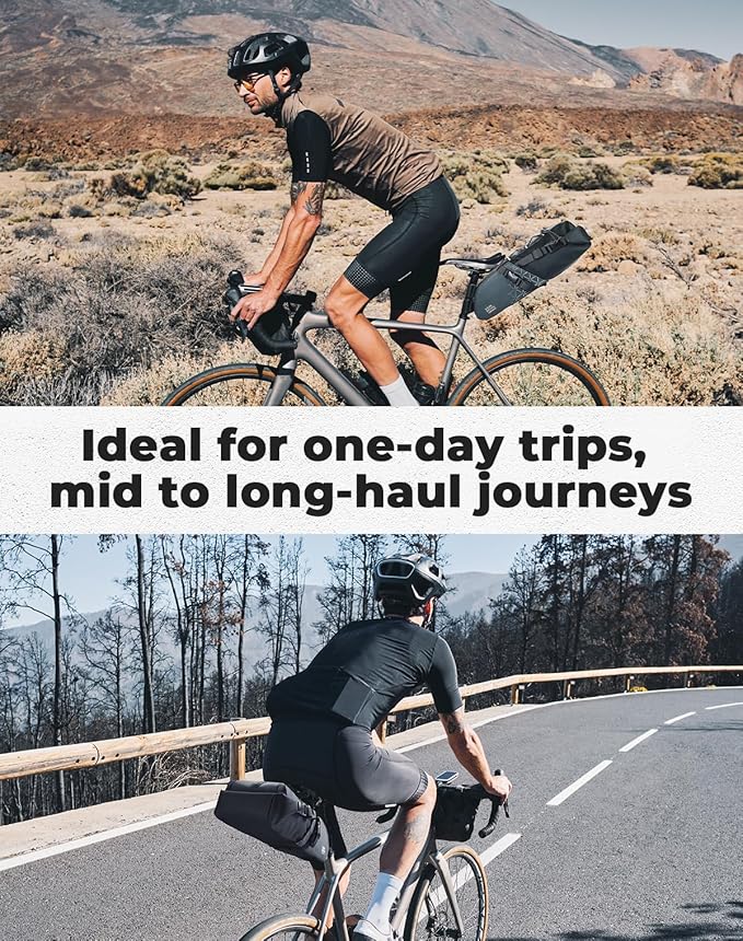 KEMIMOTO Bike Saddle Bag, Bike Seat Bag Expandable 11L-13L Fully Waterproof Bikepacking Pouch, Night Safety Reflective Strips, Bicycle Seat Bag With PVC Reflective Panel Max