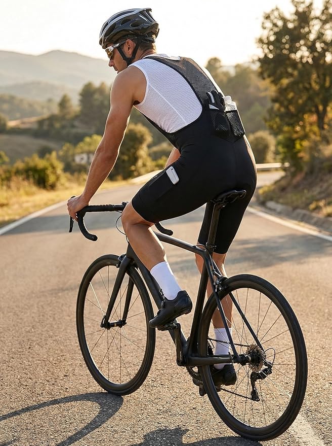 qualidyne Cycling Bibs Men, 4D Padded Road Bike Bib Shorts with Pockets, Biking Bicycle Shorts UPF50+
