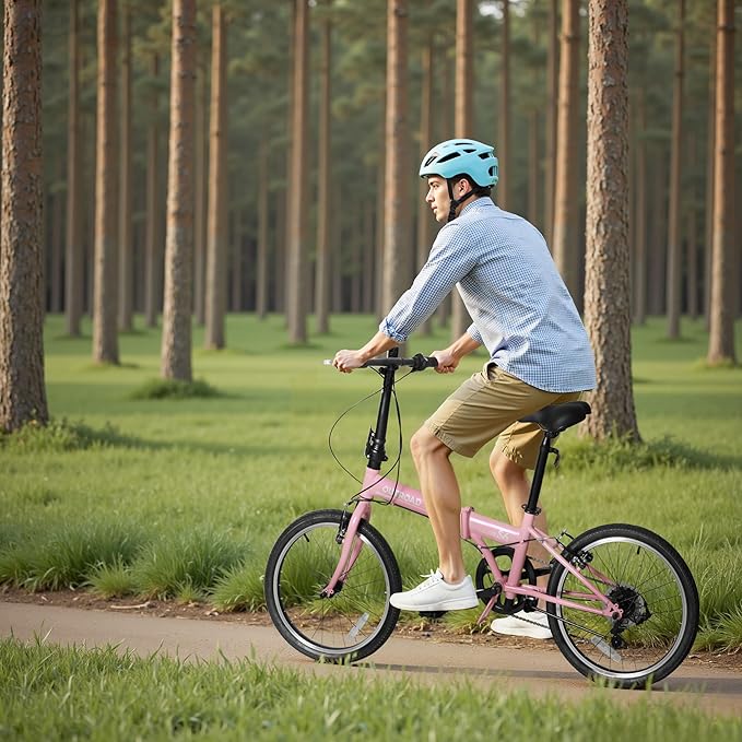 20-inch 7-Speed Folding Bike - Lightweight Aluminum Frame, Adjustable Stem, Easy Foldable Bicycle for Commuting & Storage, Multiple Colors