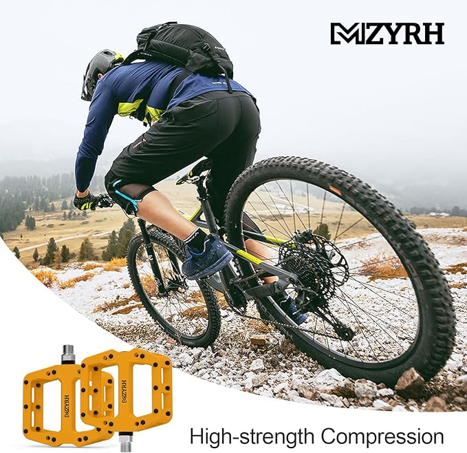 MZYRH Mountain Bike Pedals 9/16" 3 Sealed Bearings Lightweight Non-Slip Nylon Fiber Bicycle Platform Pedals for Road BMX MTB