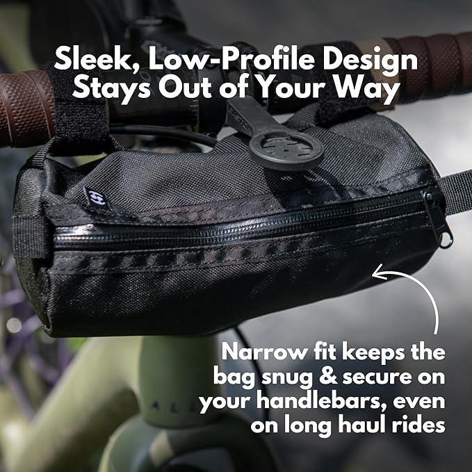 SpeedSleev Diego Small Handlebar Bag – Bike Bag for Road, Gravel & Commuter Cycling – Secure Velcro Mount – Ballistic Nylon – Black