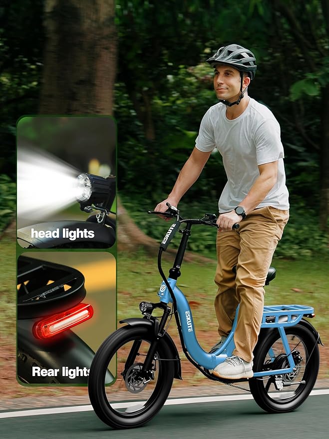 1200W Peak Folding Electric Bike for Adults, 28MPH 48V 10.4Ah Removable Battery, 55-Mile Range, 20"x3" Fat Tire, Step-Thru Ebike with Basket 7-Speed – Commuter E-Bike